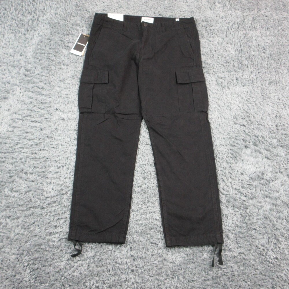 JACK & JONES Pants Mens 34x30 Black Cargo Relaxed Straight Studio 35x28* NWT